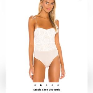 White Superdown Lace Bodysuit